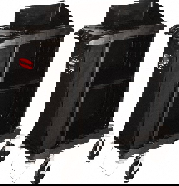 Rubbermaid Commercial Compact Size Housekeeping Janitorial Cart with Wheels, Black Vinyl Bag - Hold Towels/Linens/Trash, 50